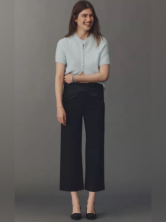 Anthropologie Pants - Anthropologie Colette with Bow Magic Fabric Crop Wide-Leg Pants by Maeve Size 25